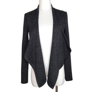 Anthro Drape Front Blazer Jacket by Funktional Dark Heather Gray Black S